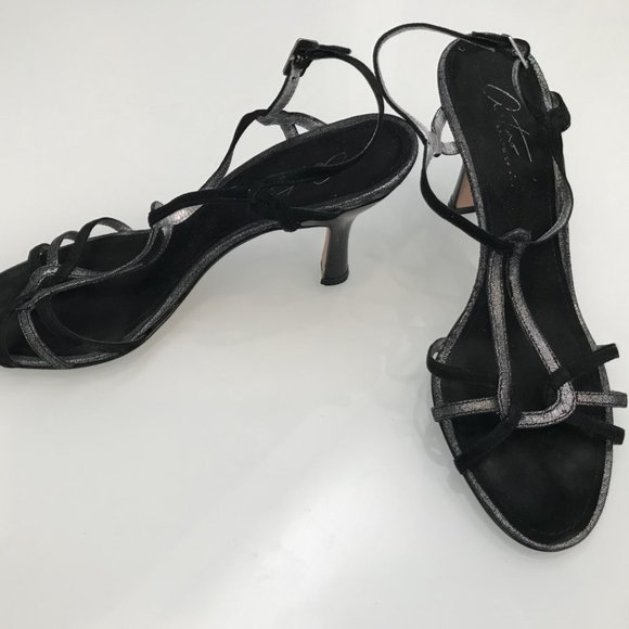 Black and silver suede sandals - Picture 1 of 2